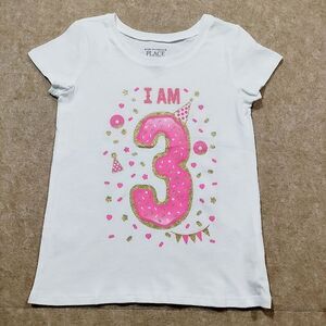 The Children's Place Pink and White Birthday Tee -Q
